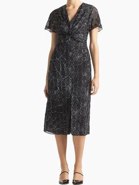 St. John Wildflower Contour Twist-Front Midi-Dress